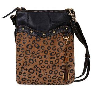 Upcycled Leather Studded Leopard Print Crossbody